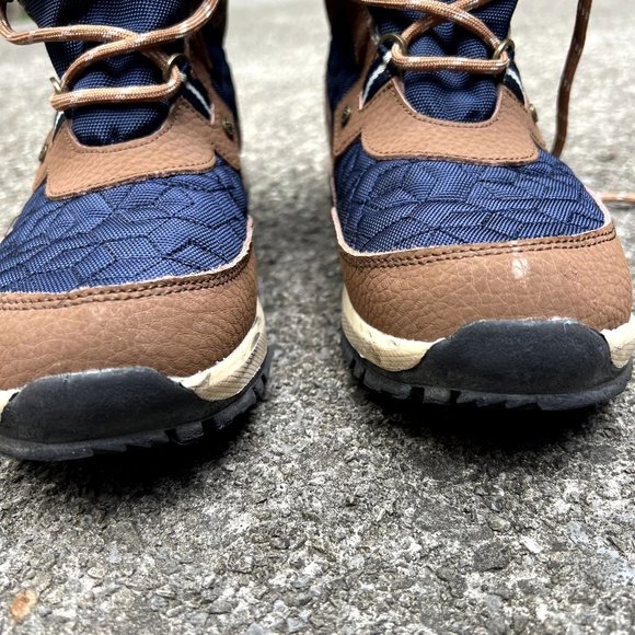 BearPaw Marina Hickory Quilted Waterproof Boot Boots Brown Navy Women's US 9 - Picture 3 of 10